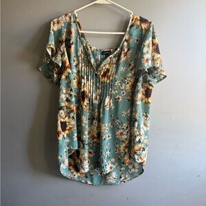 Torrid Teal Floral Blouse